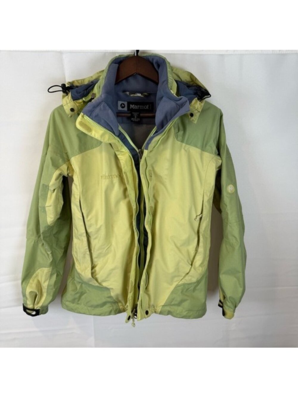 Marmot Womens Small Green Waterproof Windproof Shell Jacket Hooded Ski Rain Coat
